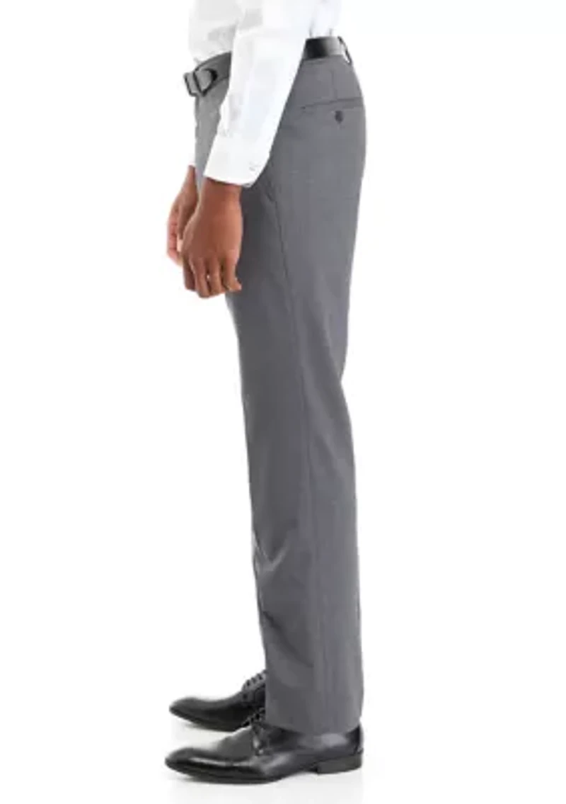 Men's Slim Fit Textured Grid Dress Pants