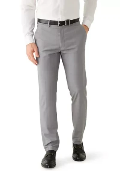 Men's Stretch Plaid Slim Fit Flat Front Dress Pants