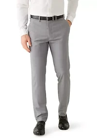 Men's Stretch Plaid Slim Fit Flat Front Dress Pants