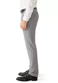 Men's Stretch Plaid Slim Fit Flat Front Dress Pants