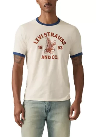 Men's Short Sleeve Eagle Graphic Ringer Shirt