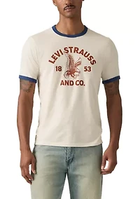 Men's Short Sleeve Eagle Graphic Ringer Shirt