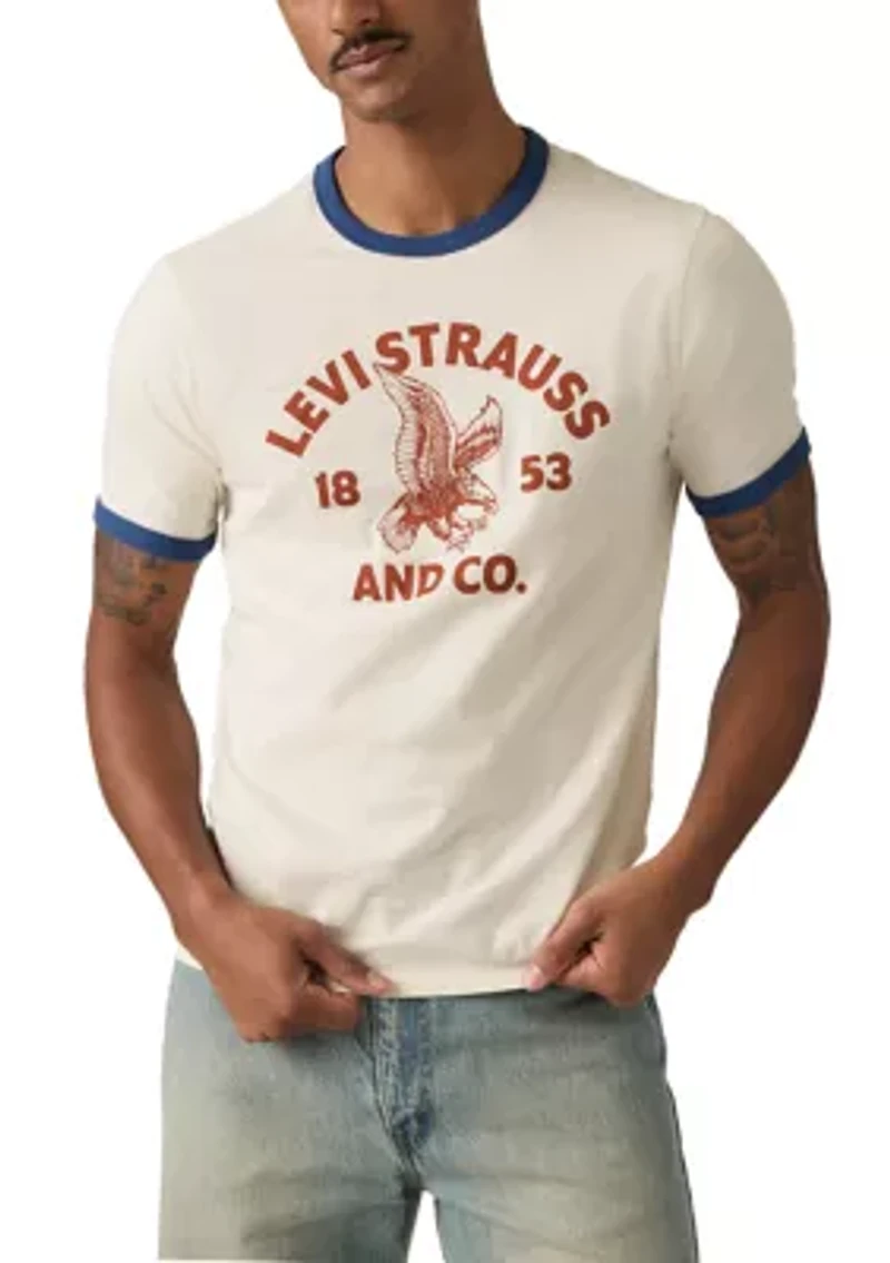 Men's Short Sleeve Eagle Graphic Ringer Shirt