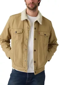 Men's Khaki Sherpa Trucker Jacket