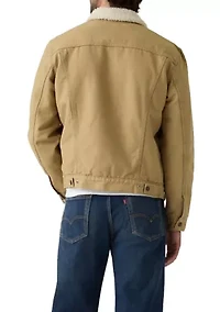 Men's Khaki Sherpa Trucker Jacket