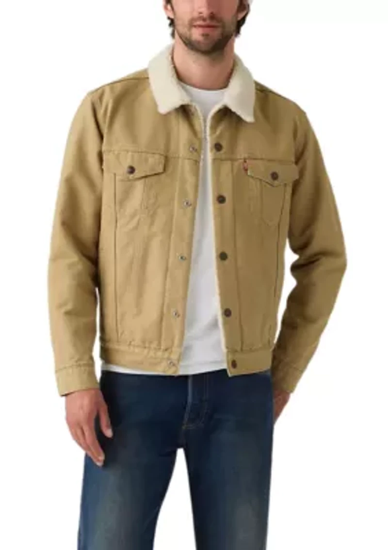 Men's Khaki Sherpa Trucker Jacket