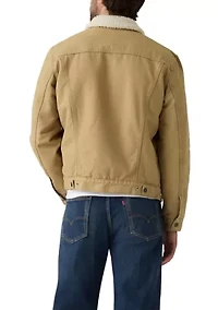 Men's Khaki Sherpa Trucker Jacket
