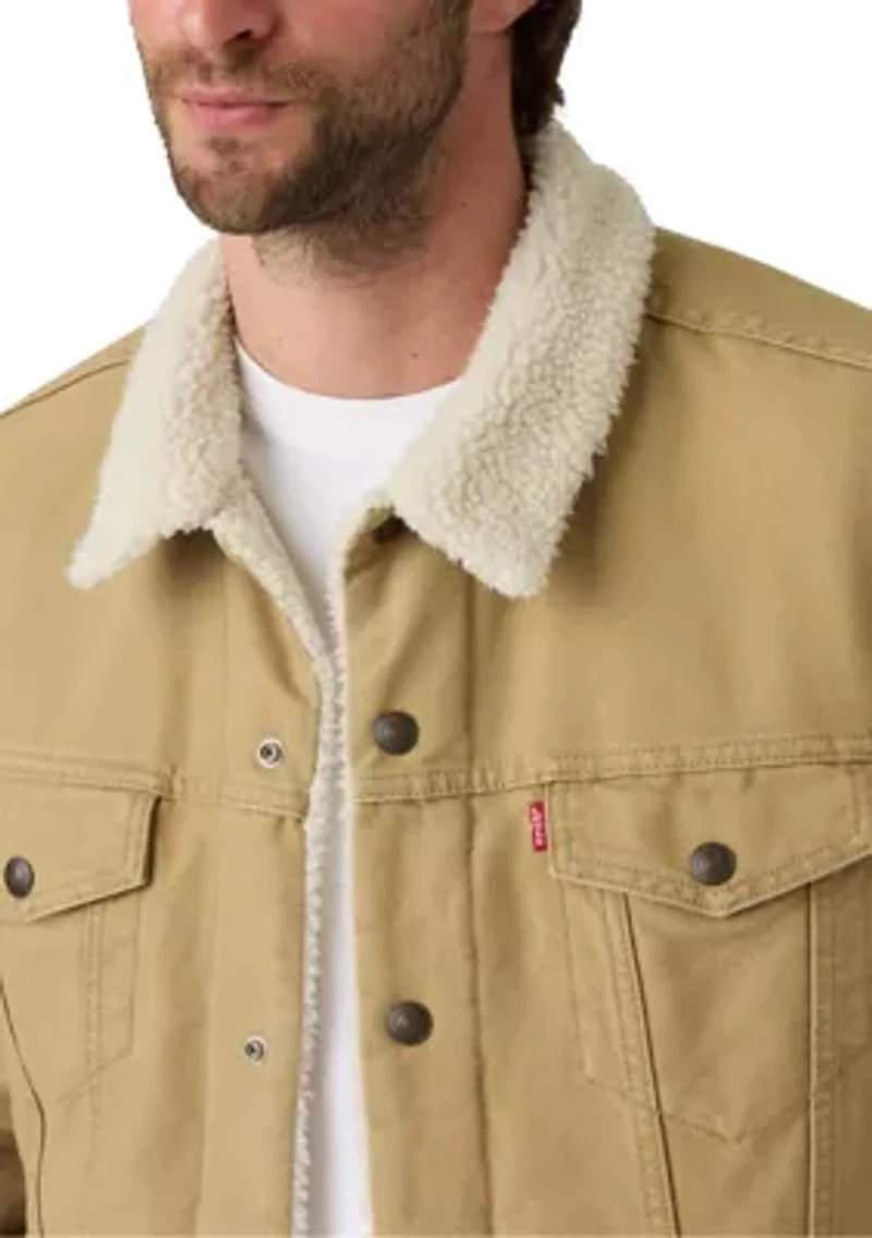 Men's Khaki Sherpa Trucker Jacket