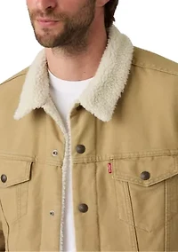 Men's Khaki Sherpa Trucker Jacket