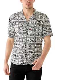 Men's Classic Scene Print Camp Shirt