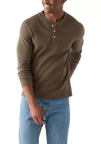 Men's Solid Henley Thermal Shirt
