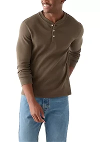 Men's Solid Henley Thermal Shirt