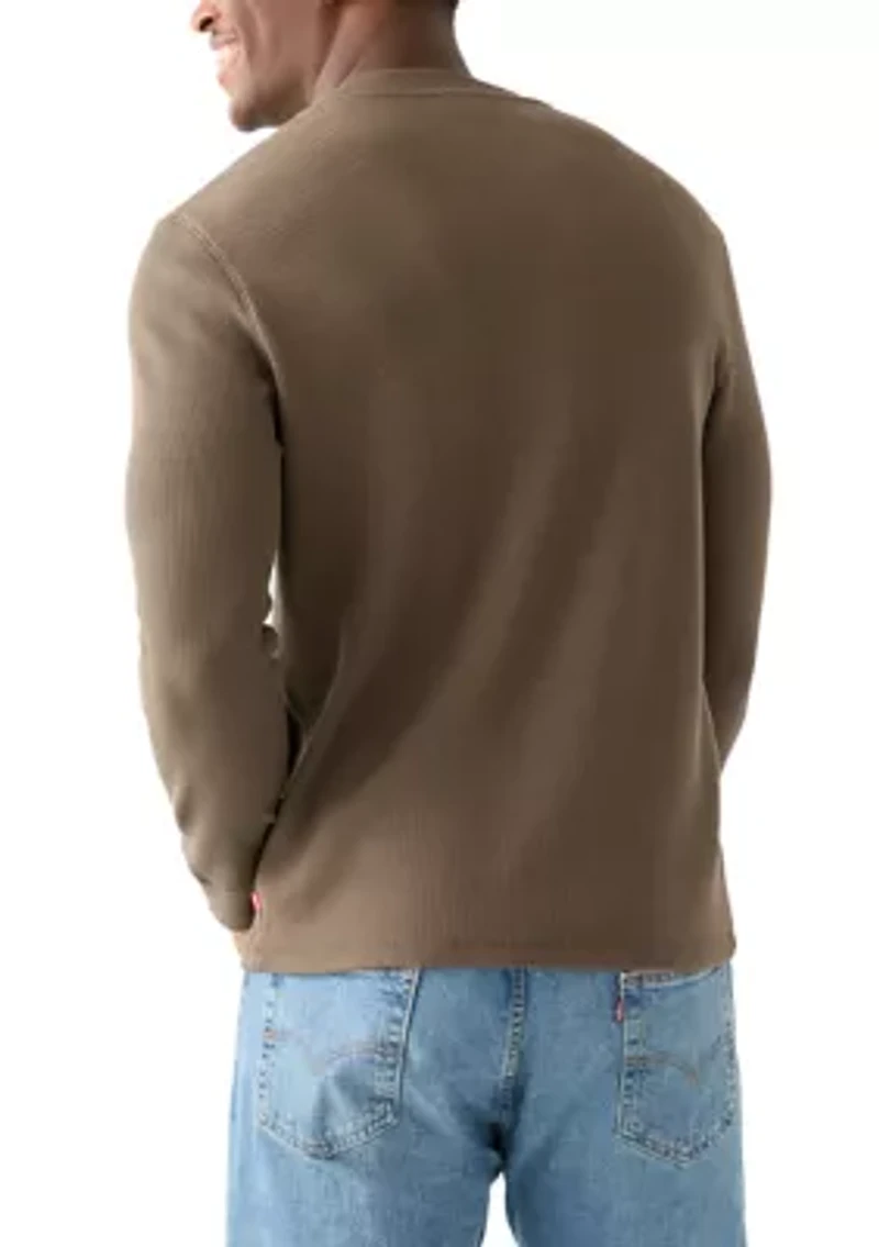 Men's Solid Henley Thermal Shirt