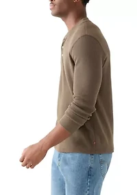 Men's Solid Henley Thermal Shirt