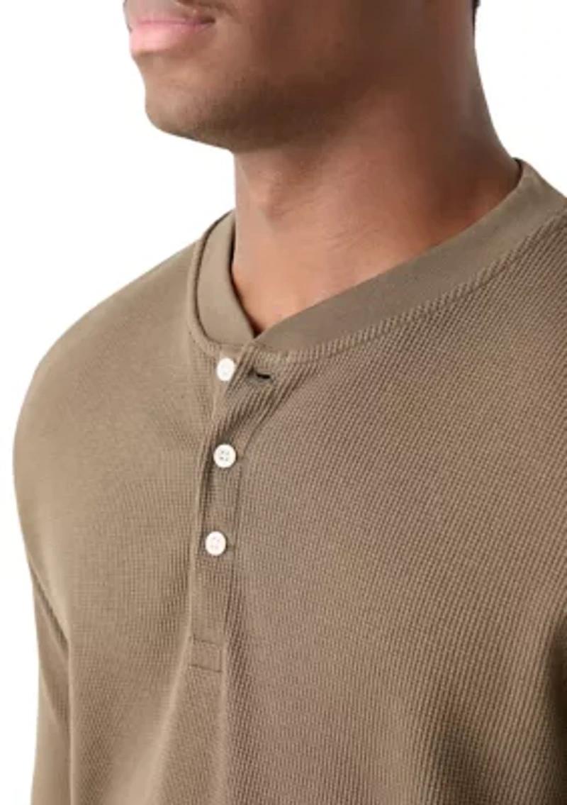 Men's Solid Henley Thermal Shirt