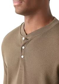 Men's Solid Henley Thermal Shirt