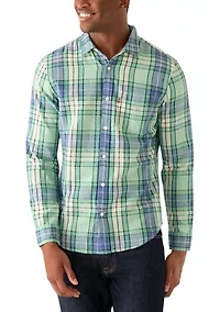 Men's Classic Jones Plaid Aqua Foam Shirt
