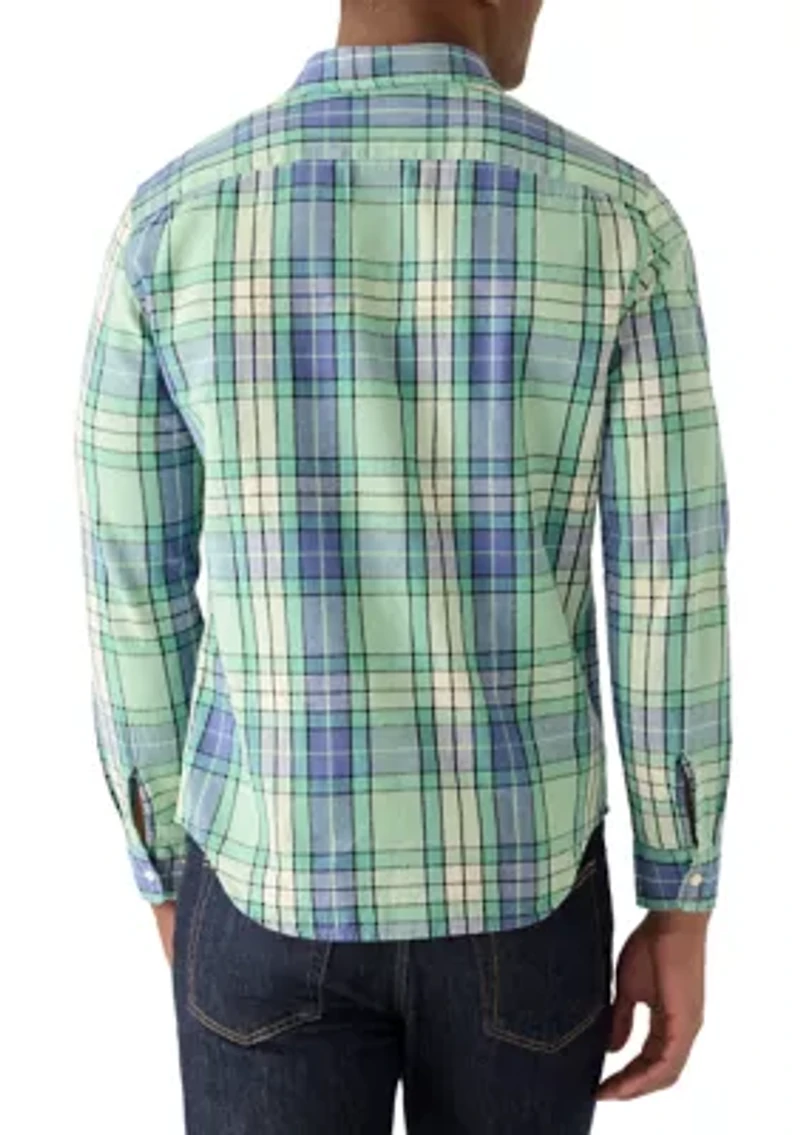 Men's Classic Jones Plaid Aqua Foam Shirt