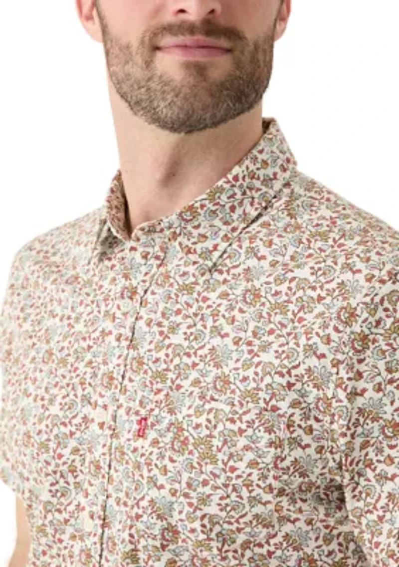 Short Sleeve One Pocket Floral Button Up Shirt