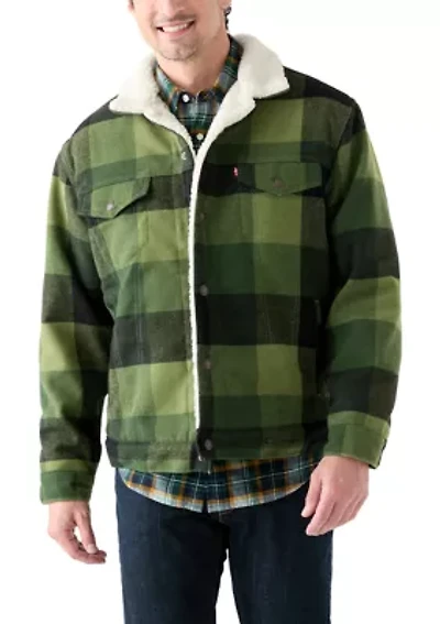 Green Plaid Type III Sherpa Trucker Jacket