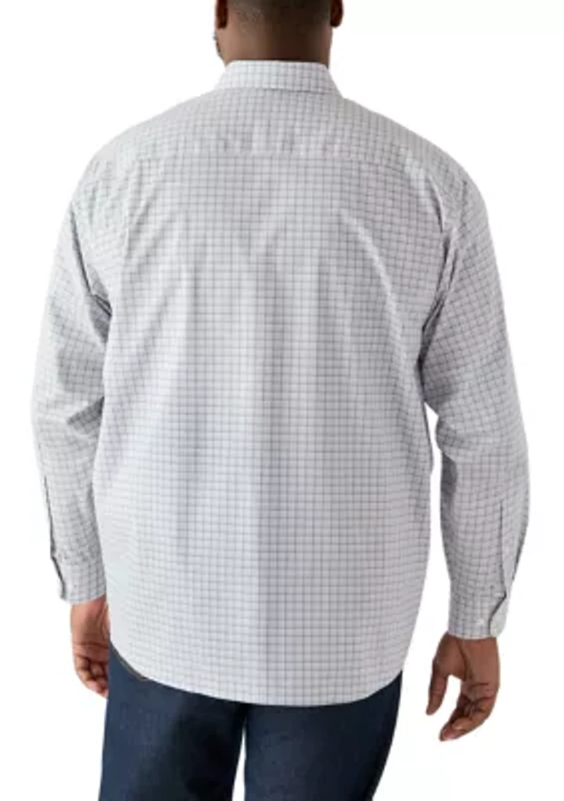 Big & Tall Plaid Steel Stretch Button Down Shirt