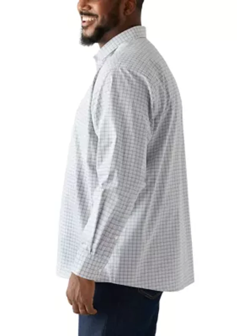 Big & Tall Plaid Steel Stretch Button Down Shirt