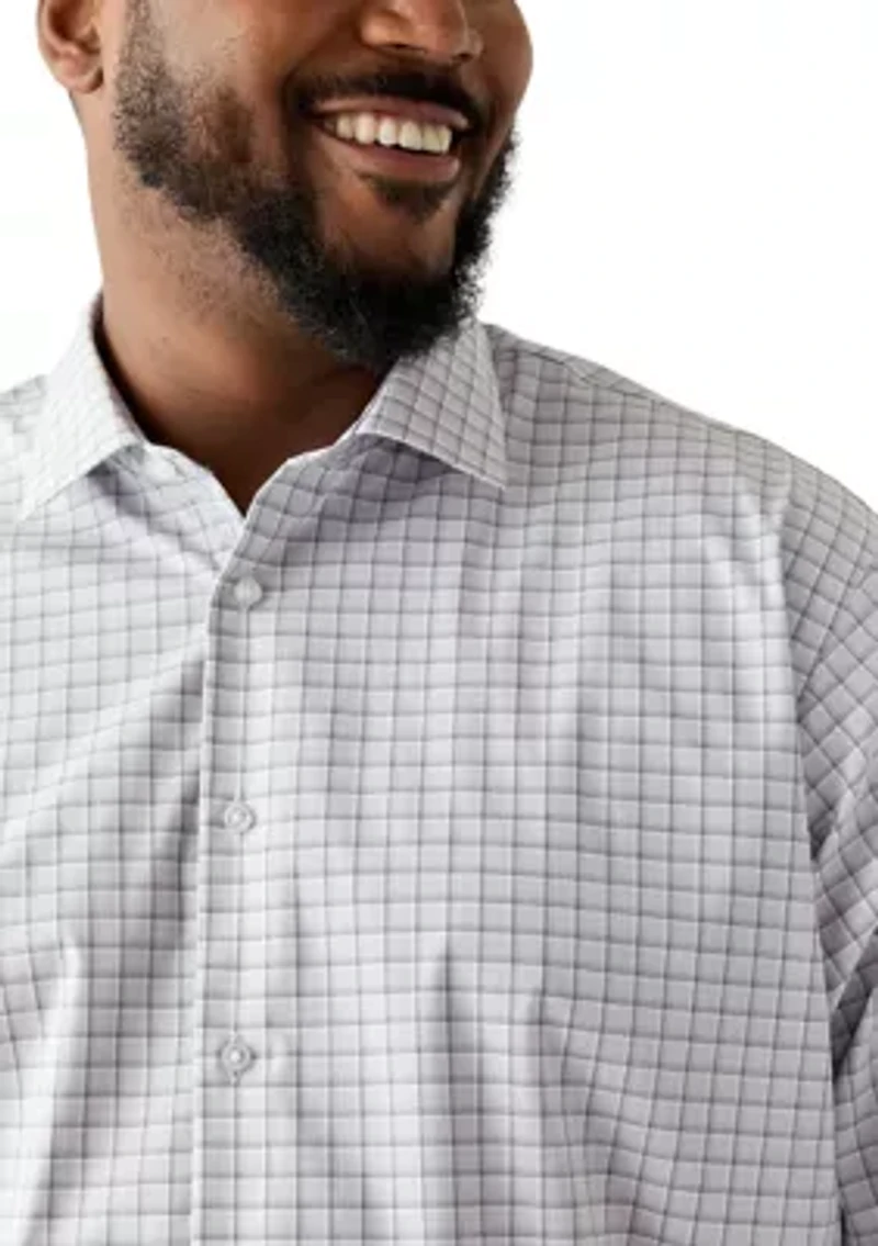 Big & Tall Plaid Steel Stretch Button Down Shirt