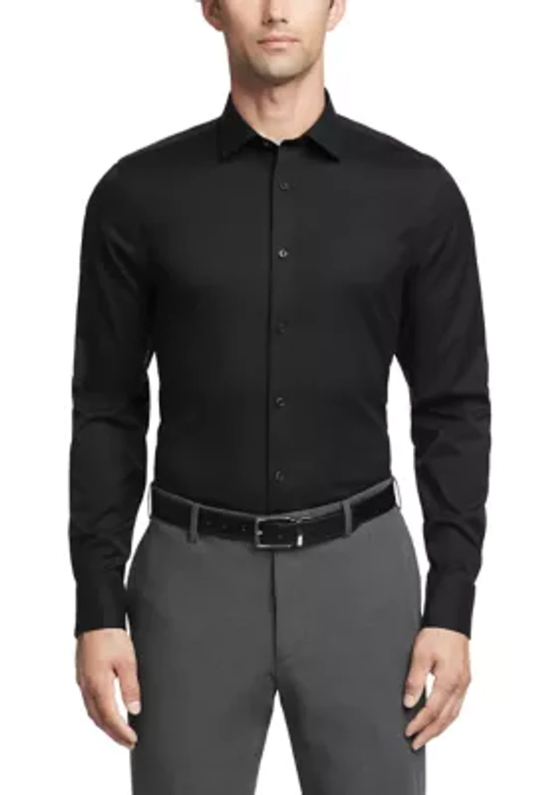 Long Sleeve Refined Cotton Stretch Poplin Dress Shirt