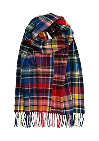 Recycled Wool Plaid Scarf
