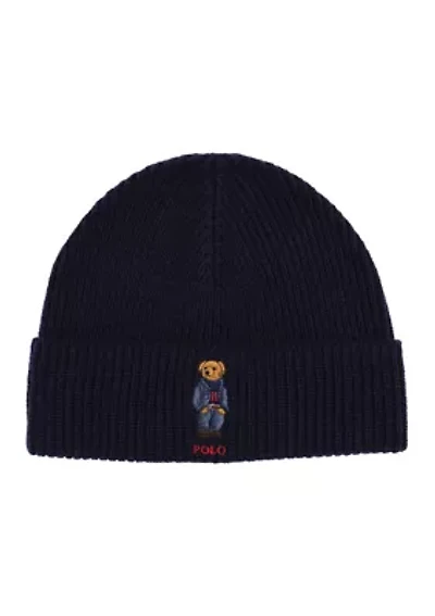 Solid Denim Bear Beanie
