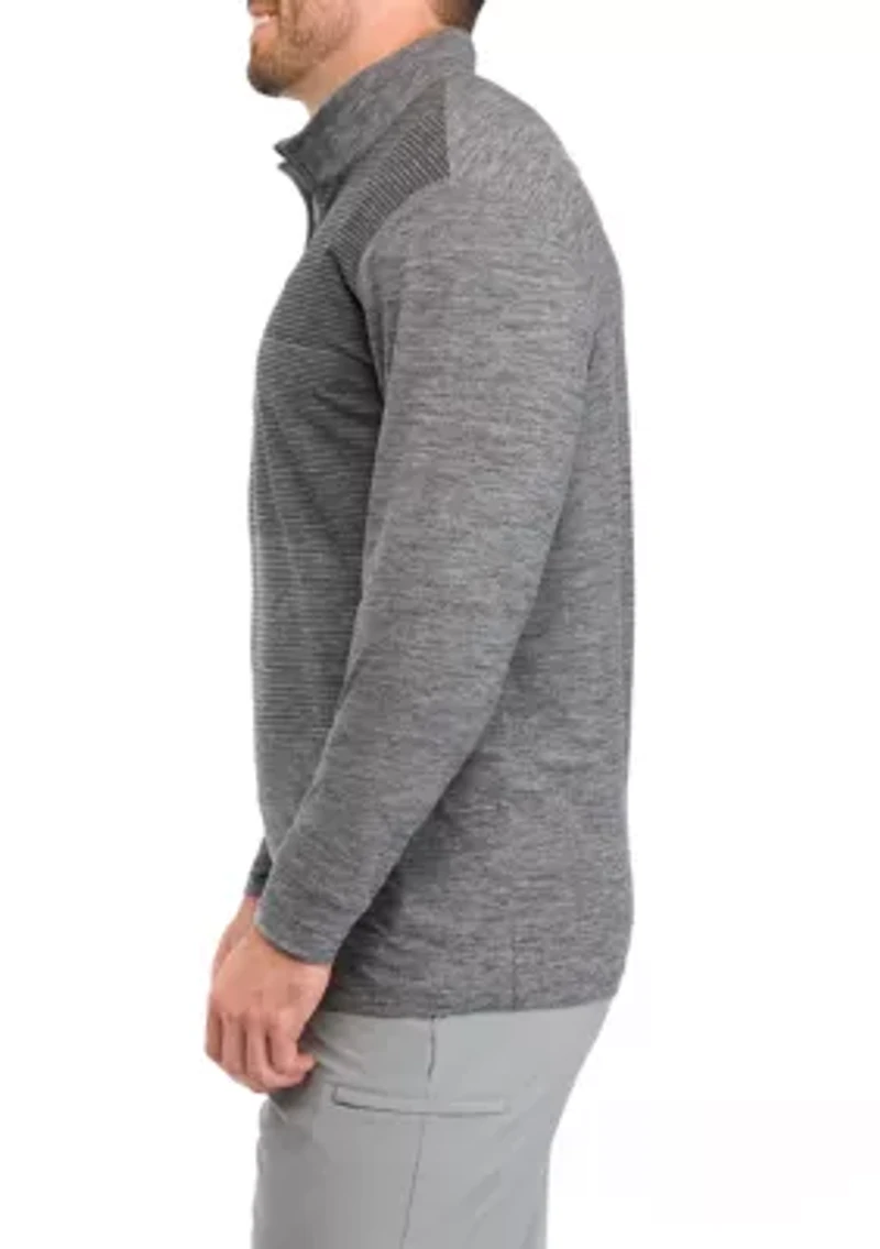 Big & Tall Ombré Stripe Quarter Zip Pullover