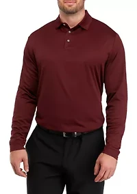 Big & Tall Long Sleeve Mini Jacquard Polo Shirt