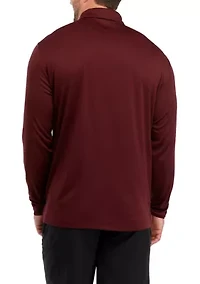 Big & Tall Long Sleeve Mini Jacquard Polo Shirt