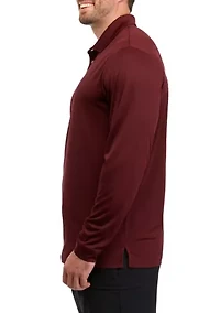 Big & Tall Long Sleeve Mini Jacquard Polo Shirt