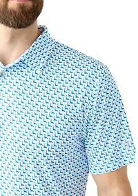 Men's Short Sleeve Seal Printed Polo Shirt