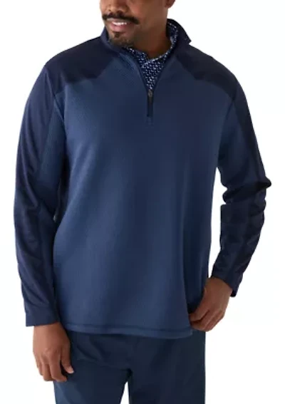 Big & Tall Long Sleeve Textured 1/4 Zip Pullover