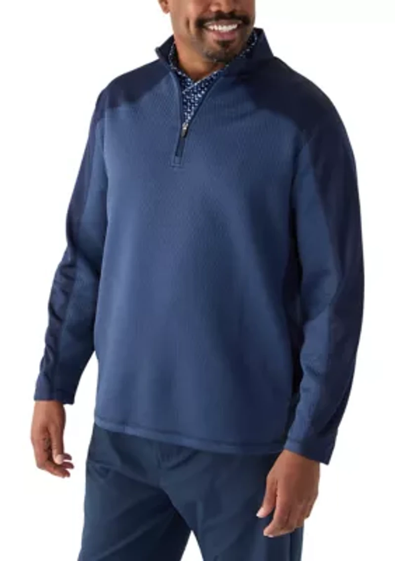 Big & Tall Long Sleeve Textured 1/4 Zip Pullover