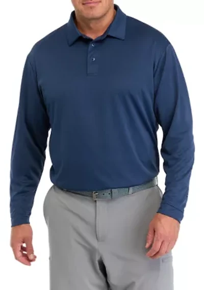 Big & Tall Long Sleeve Feeder Stripe Polo Shirt