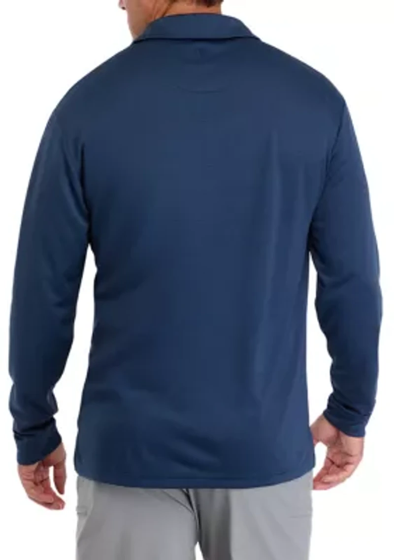 Big & Tall Long Sleeve Feeder Stripe Polo Shirt