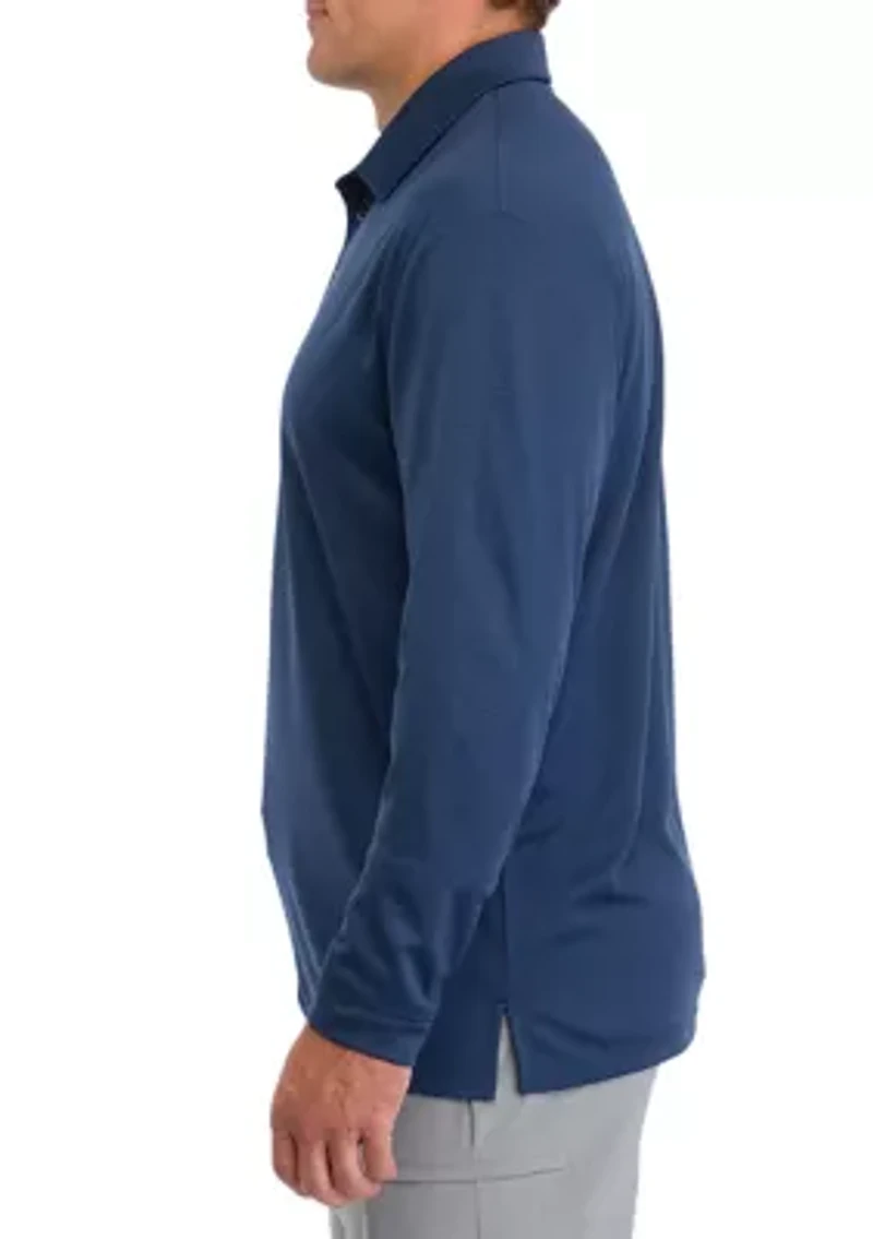 Big & Tall Long Sleeve Feeder Stripe Polo Shirt