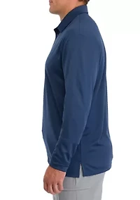 Big & Tall Long Sleeve Feeder Stripe Polo Shirt