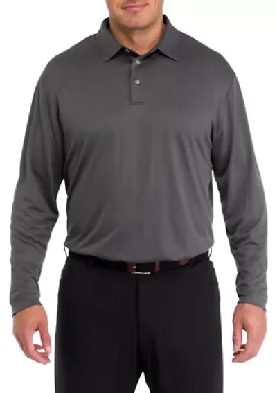 Big & Tall Long Sleeve Jacquard Polo Shirt