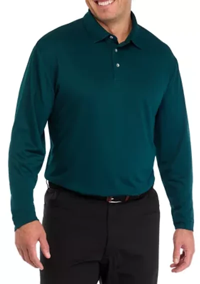 Big & Tall Long Sleeve Jacquard Polo Shirt