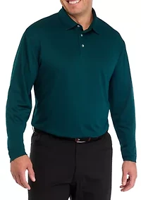 Big & Tall Long Sleeve Jacquard Polo Shirt