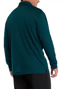 Big & Tall Long Sleeve Jacquard Polo Shirt