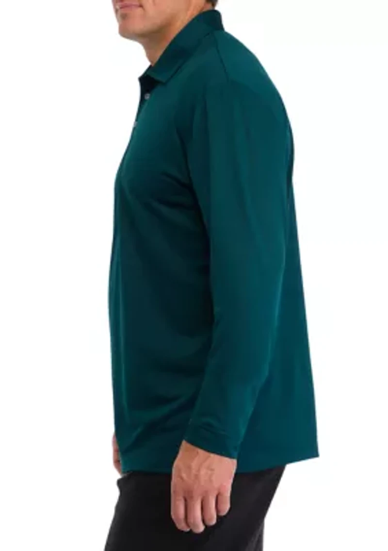 Big & Tall Long Sleeve Jacquard Polo Shirt