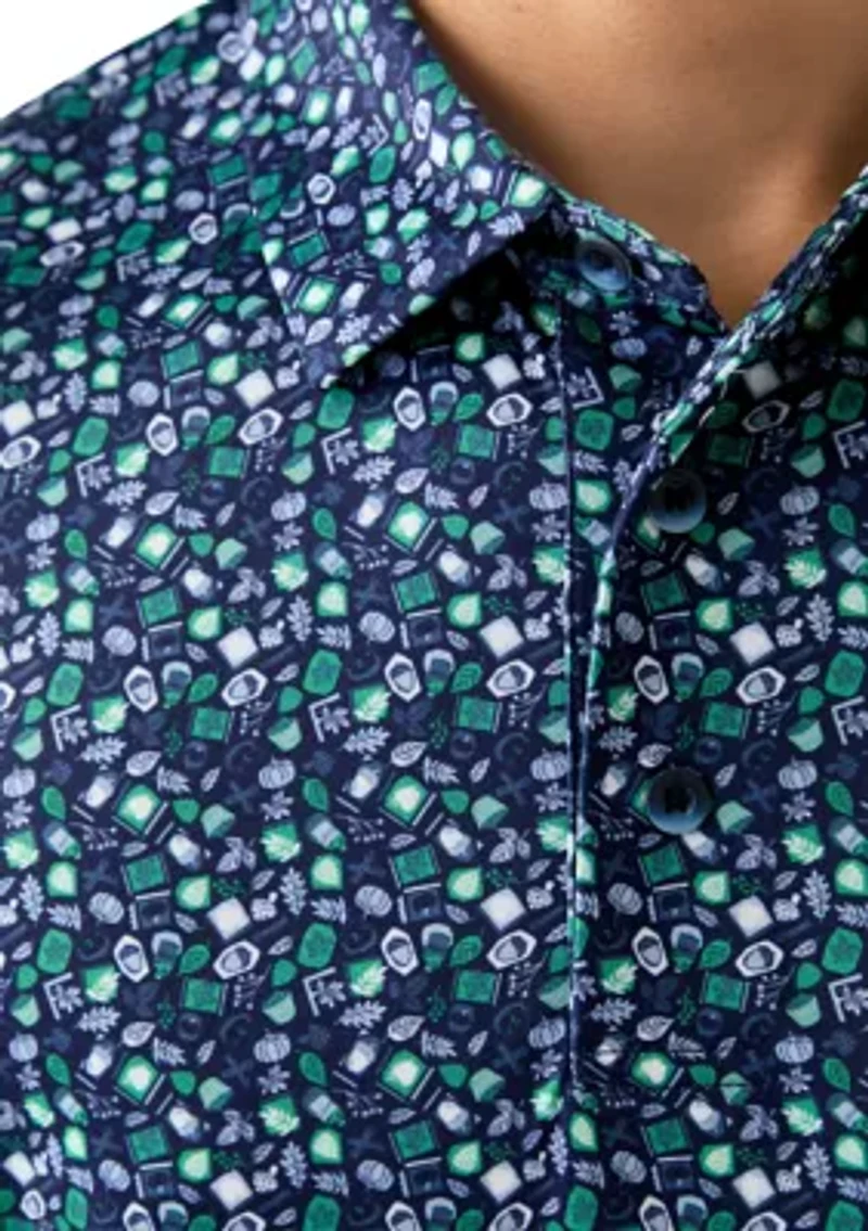 Men's Acorn Print Polo Shirt
