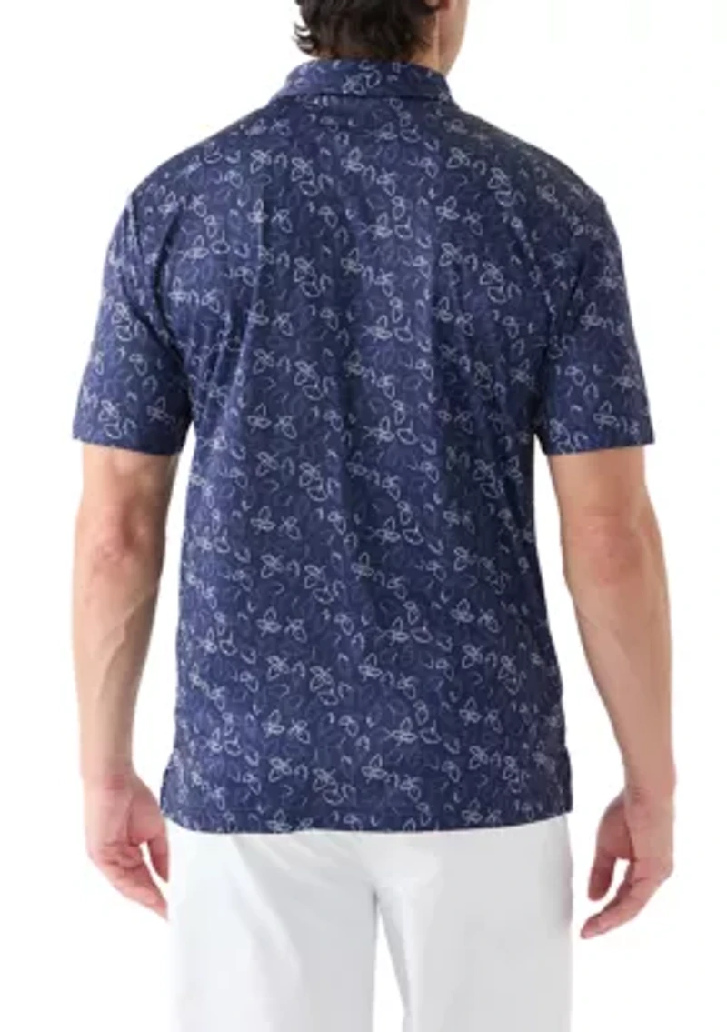 Fall Leaves Printed Polo Shirt