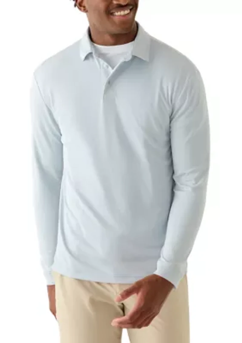 Men's Long Sleeve Houndstooth Polo Shirt