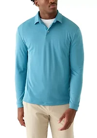 Men's Long Sleeve Houndstooth Polo Shirt